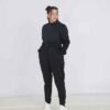 Thick fleece ladies' tracksuit set. Cozy, soft texture. Note robust stitching and relaxed fit. Perfect for lounging or active