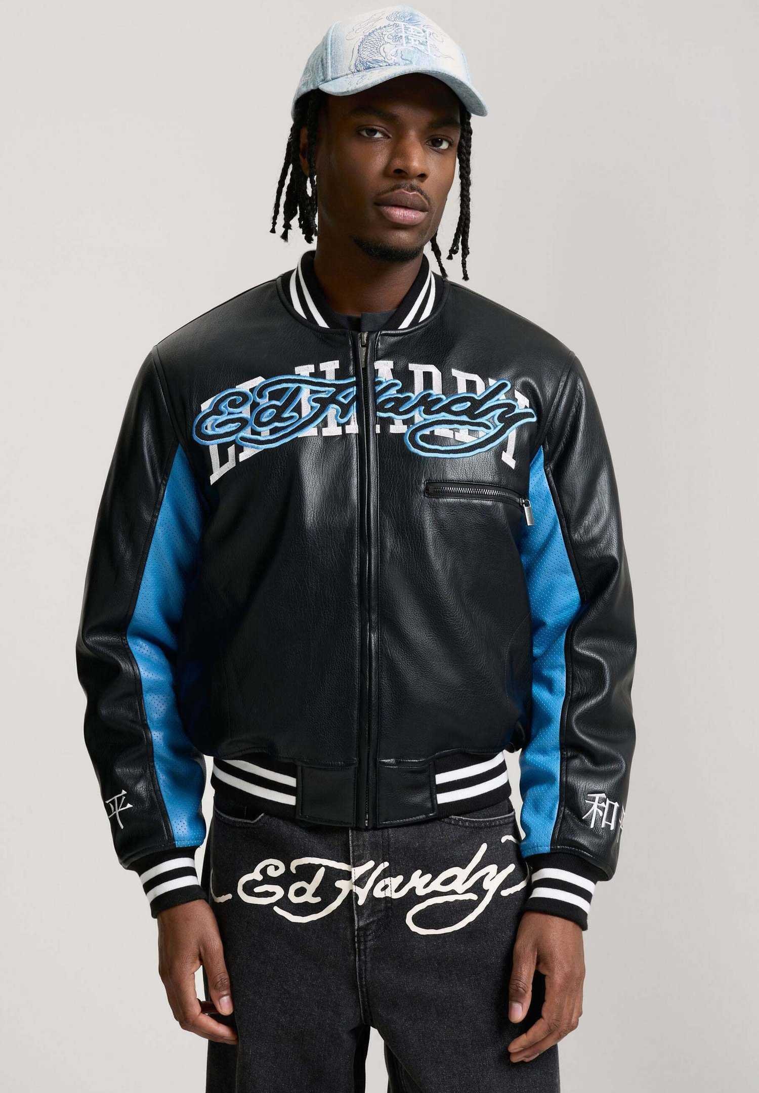 Custom Panther Graphic Faux Leather Varsity Jacket RO-1908-26